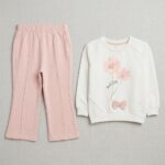 Baby Suit with Printed Flower and Bow Design - Image 2