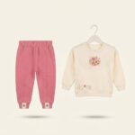 Baby Girl suit with flower printed and bow design - Image 2