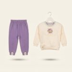 Baby Girl suit with flower printed and bow design - Image 3
