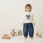 Baby Girl suit with bow design and Baggy Pent